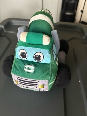 Green Plush Hess Truck Plush Cement Mixer Truck Toy w/ Audio and Lights for Kids